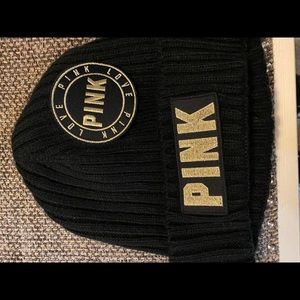 PINK  knit hat black hat